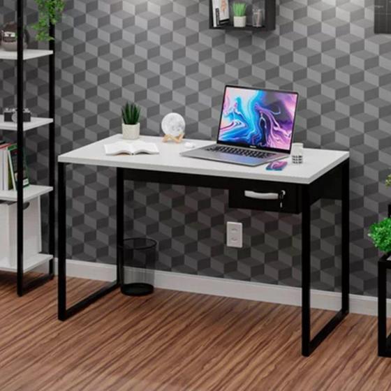 Imagem de Mesa Para Escritório Escrivaninha Diretor Estilo Industrial 120cm com Gaveta