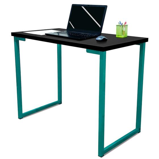 Imagem de Mesa para Escritório Escrivaninha Estilo Industrial Mdf 100cm Ny Verde e Preto