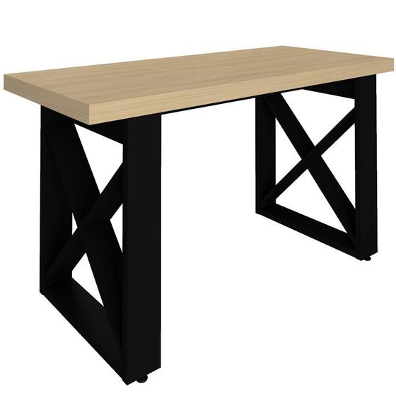 Imagem de Mesa Para Escritório Escrivaninha Home Office 135x75 cm Tokyo A02 Carvalho Preto - Lyam Decor