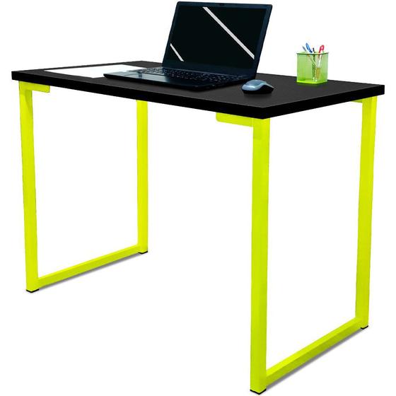 Imagem de Mesa para Escritório Escrivaninha Nova York Estilo Industrial Mdf 120cm Amarelo e Preto