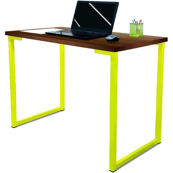 Imagem de Mesa para Escritório Escrivaninha Nova York Estilo Industrial Mdf 120cm Amarelo e Villandry