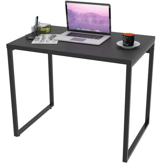 Imagem de Mesa Para Escritório Home Office Estilo Industrial Form 90 cm Preto Onix - Lyam Decor