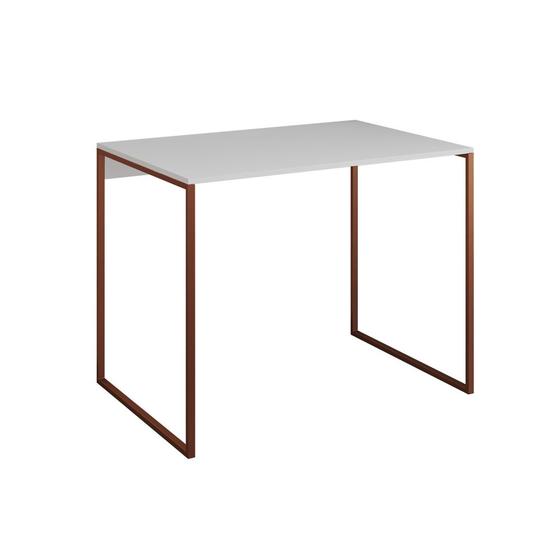 Imagem de Mesa para Escritório Industrial Base Ferro Cobre Tampo Mdp Branco 90x50