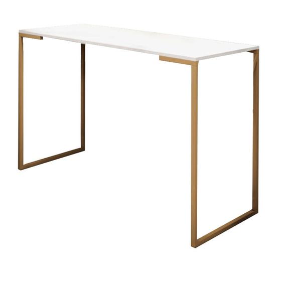 Imagem de Mesa Para Escritório Stan Industrial Ferro Dourado Tampo Branco White - Ahz Móveis