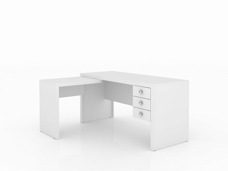 Imagem de Mesa Para Home Office Com 03 Gavetas Reversível  Me4106 Branco - Tecno Mobili