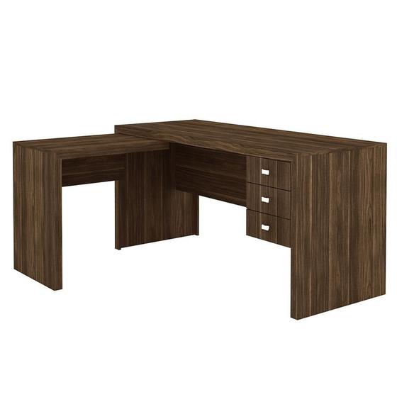 Imagem de Mesa para Home Office ME4106 03 Gavetas Nogal - Tecno Mobili