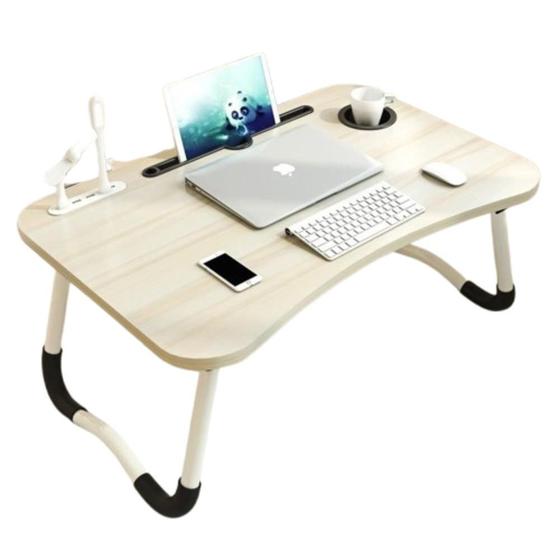 Imagem de Mesa para notebook com usb ventilador iluminação home office cama sofa dobravel portatil