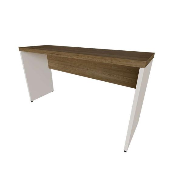 Mesa para Notebook Natus Branca e Carvalho 140 cm - Bramov Imagem de Mesa para Notebook Natus Branca e Carvalho 140 cm