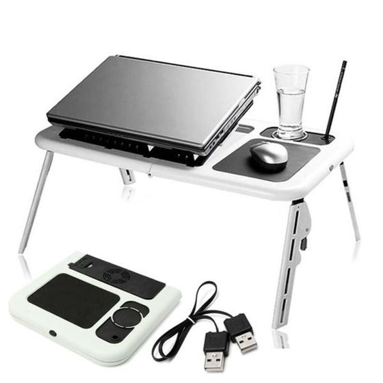 Imagem de Mesa para notebook suporte com 2 coolers e sensor touch de mouse dobravel com altura ajustavel