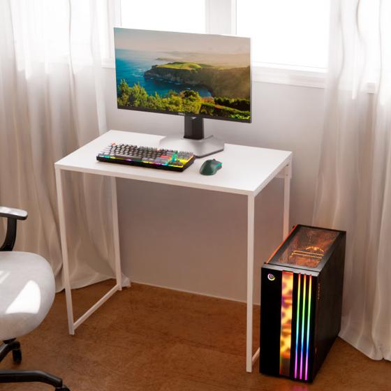 Imagem de Mesa para PC Gamer Computador Escrivaninha Simples Estilo Industrial Preta Branca