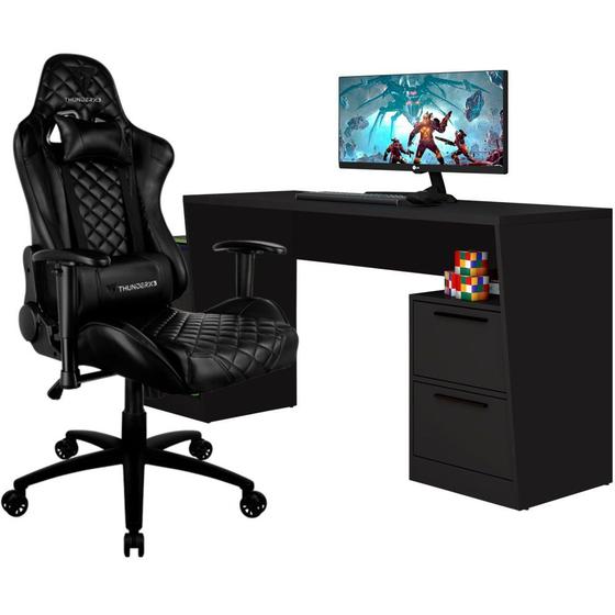 Imagem de Mesa Para PC Gamer Fantasy BMG-02 com Cadeira Gamer TGC12 ThunderX3 Preto - Lyam Decor