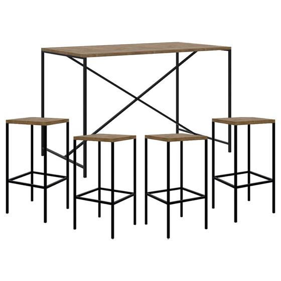 Imagem de Mesa Para Sala de Jantar e 2 Banquetas Altas Steel Quadra Vermont Base Preta - Artesano