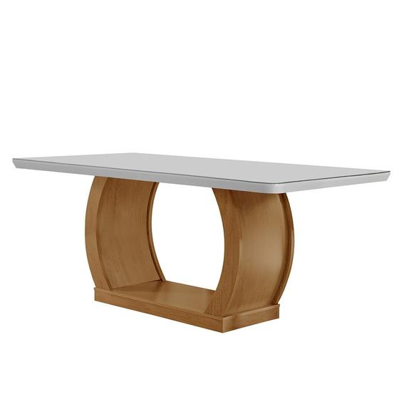 Imagem de Mesa para Sala de Jantar Milena 180cm Em MDF e Vidro Com Canto Copo