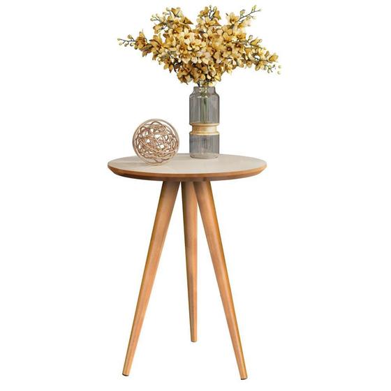 Mesa Para Sala Decoração Redonda Borda Invertida Apoio Off White Freijo Menor preço em Mesa Para Sala Decoração Redonda Borda Invertida Apoio Off White Freijo
