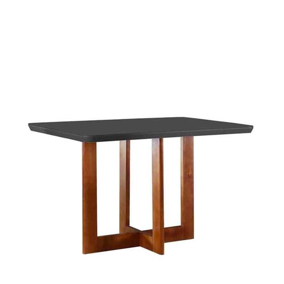 Imagem de Mesa Patros 120cm Madeira E Vidro Grafite Com Imbuia