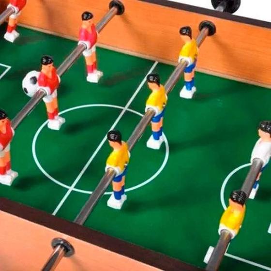 Imagem de Mesa Pebolim Totó Madeira Futebol C/placar E Bolas Brinquedo