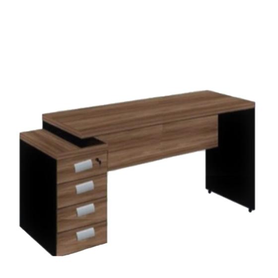 Imagem de Mesa Pedestal reta cor Nature/Preto 04 gavetas 0,731,92X0,70 Incoflex