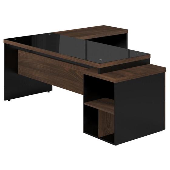 Mesa PEDESTAL VIDRO FUMÊ com MESA AUXILIAR - 1,92x1,60m - WORKYARIS - MARSALA / PRETO - 23486 Menor preço em Mesa PEDESTAL VIDRO FUMÊ com MESA AUXILIAR - 1,92x1,60m - WORKYARIS - MARSALA / PRETO - 23486