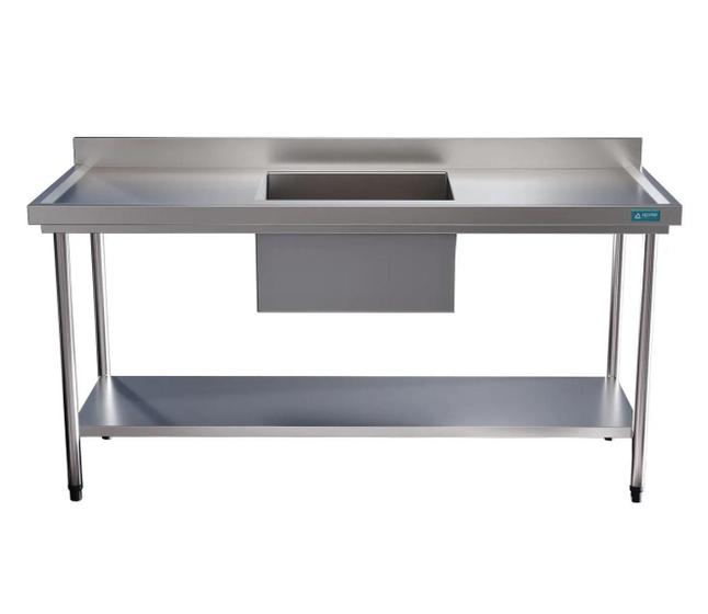 Imagem de Mesa Pia Aço Inox Uma Cuba Centro e Prateleira 150x60x85 Aço Rio