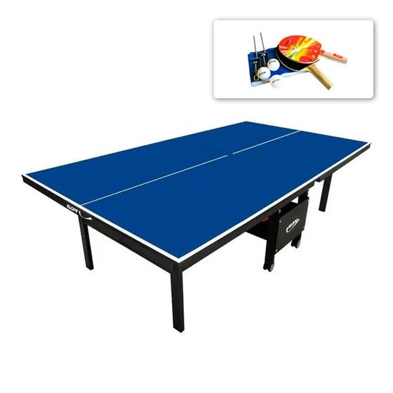 Imagem de MESA PING PONG Com Rodinhas MDF 18mm - Modelo 1084 KLOPF + KIT Ping-Pong Completo 5030