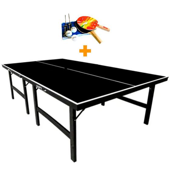 Imagem de Mesa ping pong especial cor preta mdp 15mm - 1010 klopf + kit tênis de mesa 5030