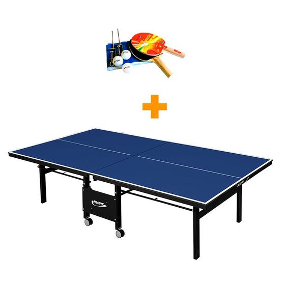 Imagem de Mesa ping pong rodinhas articuladas mdf 18mm klopf 1084 + kit tênis de mesa - 5030