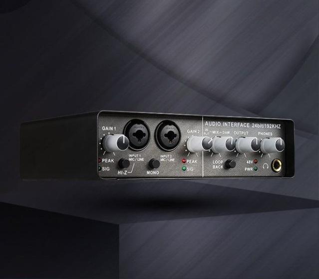 Imagem de Mesa Placa De Som Gravação Profissional Interface De Áudio 2 Canais Q-24 Teyun