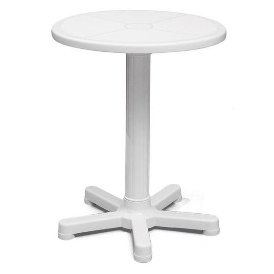 Imagem de Mesa plastica montavel capri branca com base e tubo plastico brancos
