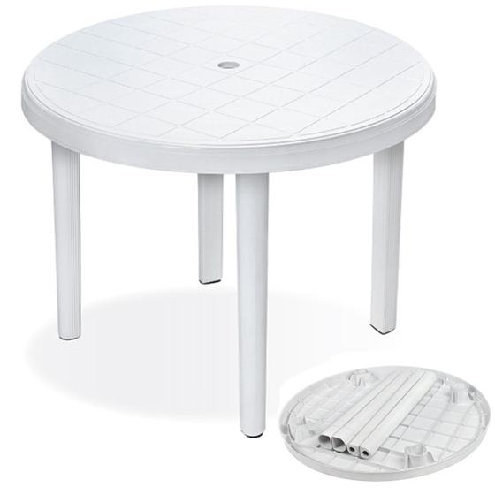 Mesa Plástica Redonda De Jardim Desmontável Branca Arqplast Menor preço em Mesa Plástica Redonda De Jardim Desmontável Branca Arqplast