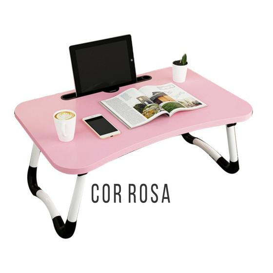 Imagem de Mesa Portátil Dobrável para Notebook Tablet Cama Home Office e Refeição Rosa