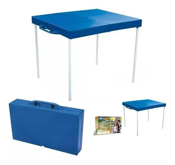 Imagem de Mesa pratica dobravel com banquetas azul mor 3403