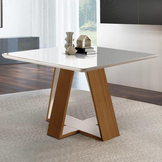 Imagem de Mesa Quadrada 4 Lugares Tampo com Vidro/Laca Grécia
