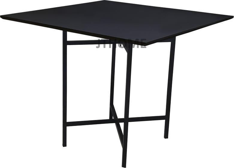 Imagem de Mesa Quadrada 90cm preto Base X Dobravel Tubolar 65x75cm Metalon