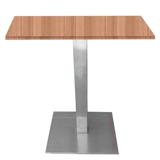 Imagem de Mesa Quadrada Alpha Inox Prata 73,50 cm (Altura) Tampo MDP Quadrado 60 cm Noce Naturalle (Larg)