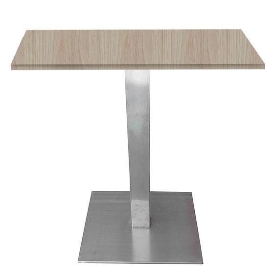 Imagem de Mesa Quadrada Alpha Inox Prata 73,50 cm (Altura) Tampo MDP Quadrado 60 cm Nogueira CasaBlanca (Larg)
