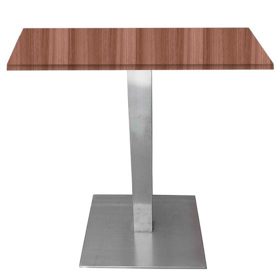 Imagem de Mesa Quadrada Alpha Inox Prata 73,50 cm (Altura) Tampo MDP Quadrado 70 cm Walnut (Larg)