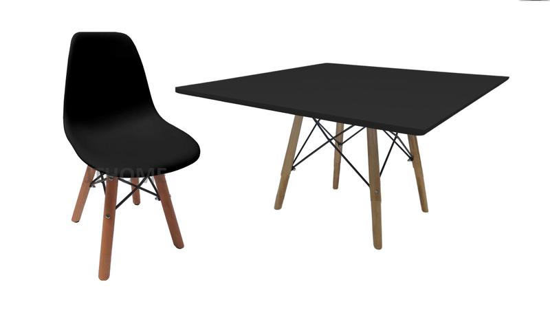 Imagem de Mesa Quadrada infantil 80cm Preto Eiffel 1 cadeira