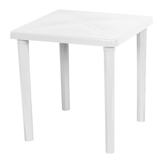 Imagem de mesa quadrada plástico branco com pés desmontáveis