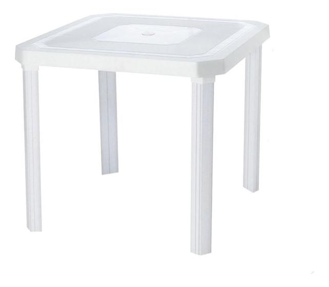 Imagem de Mesa Quadrada Resistente Desmontável 80 cm Branca Plástica