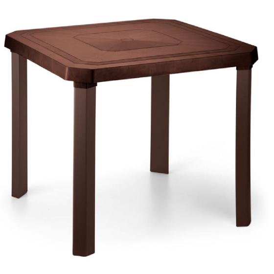 Imagem de Mesa Quadrada Resistente Desmontável 80 cm Marron Plástica