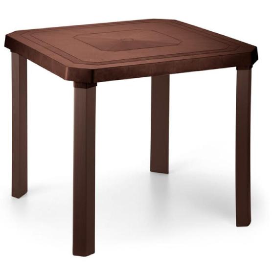 Imagem de Mesa Quadrada Resistente Desmontável 80 Cm Marron Plástica