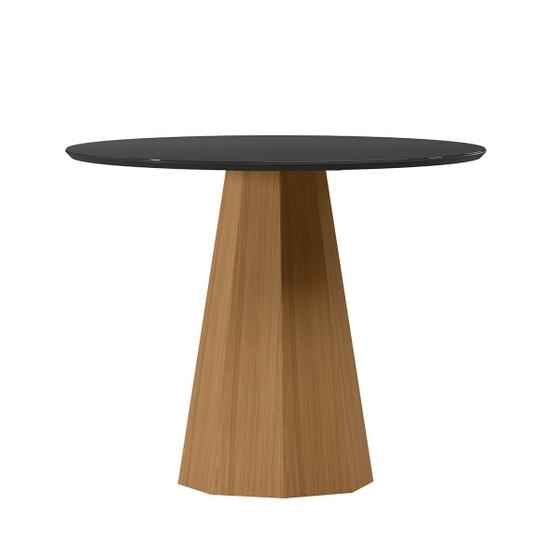 Imagem de Mesa Redonda 4 lugares Com Vidro de 100cm Sem Cadeiras Chelle Ype - Preto - ÉdeCasaMóveis