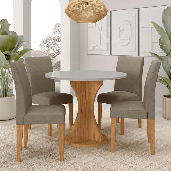 Imagem de Mesa Redonda Com 4 Cadeiras Pérsia 0,9 Cin/off/capu - Móveis Arapongas