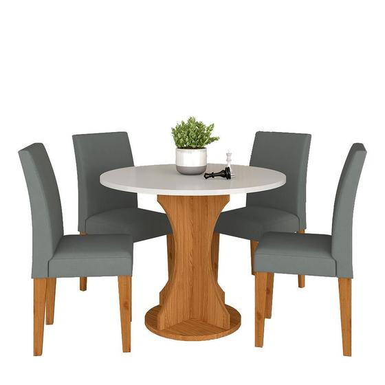 Imagem de Mesa Redonda Com 4 Cadeiras Pérsia 0,9 Cin/off/cinz - Móveis Arapongas