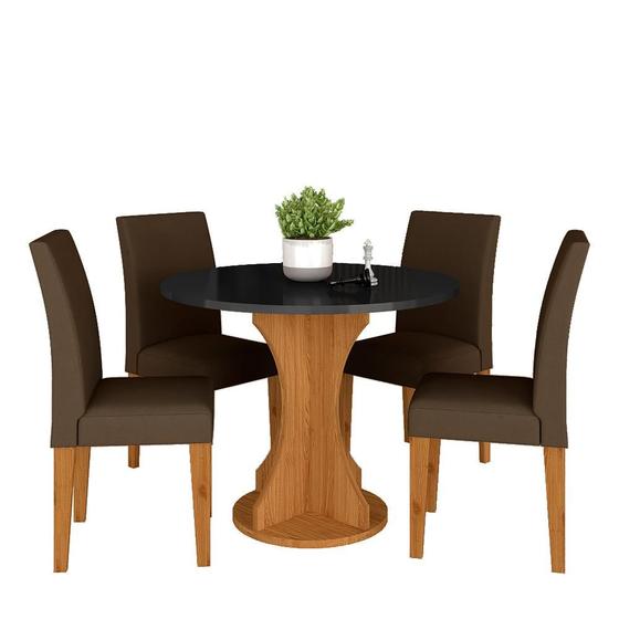 Imagem de Mesa Redonda Com 4 Cadeiras Pérsia 0,9 Cin/pre/mar - Móveis Arapongas
