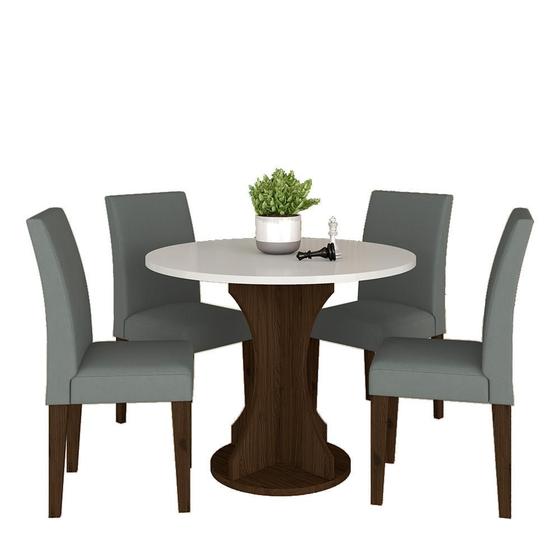 Imagem de Mesa Redonda Com 4 Cadeiras Pérsia 0,9 Imb/off/cinz - Móveis Arapongas
