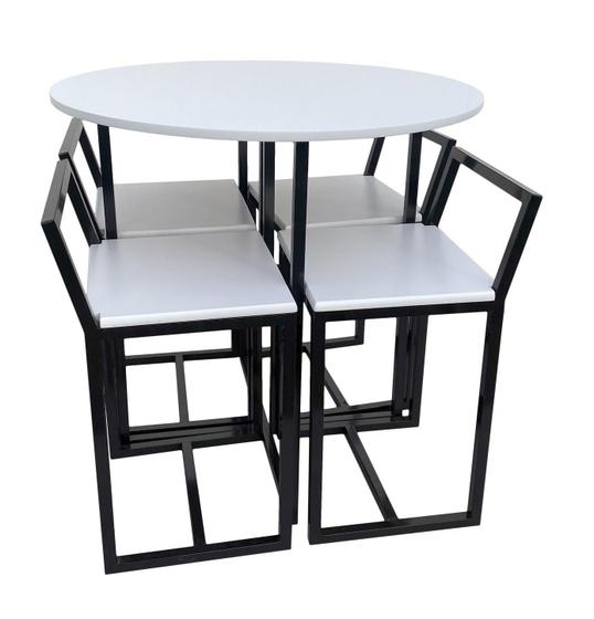 Mesa Redonda Jantar Prime Compacta Madeira 4 Cadeiras Branca Menor preço em Mesa Redonda Jantar Prime Compacta Madeira 4 Cadeiras Branca