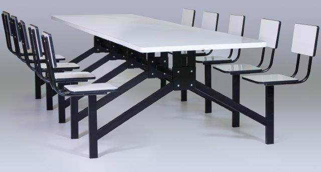 Imagem de Mesa Refeitório 04 lugares com bancos com encosto giratório