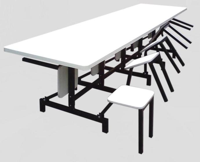 Imagem de Mesa Refeitório com 10 lugares com bancos Escamoteáveis