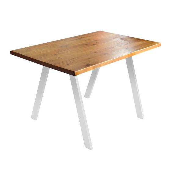 Imagem de Mesa Retangular Leo Madeira Maciça C/ Pés Branco 1,20m